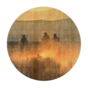 Cowboy-Trio: Berglandschaft. Schneidebrett