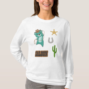 Cowboy Türkise Niedlich Bären Saloon Western T-Shirt