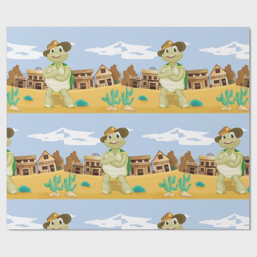 Cowboy Turtle Geschenkpapier (Flach)