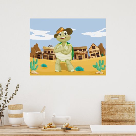 Cowboy Turtle Poster (Küche)