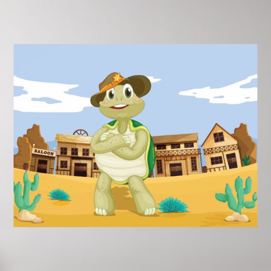 Cowboy Turtle Poster (Vorne)