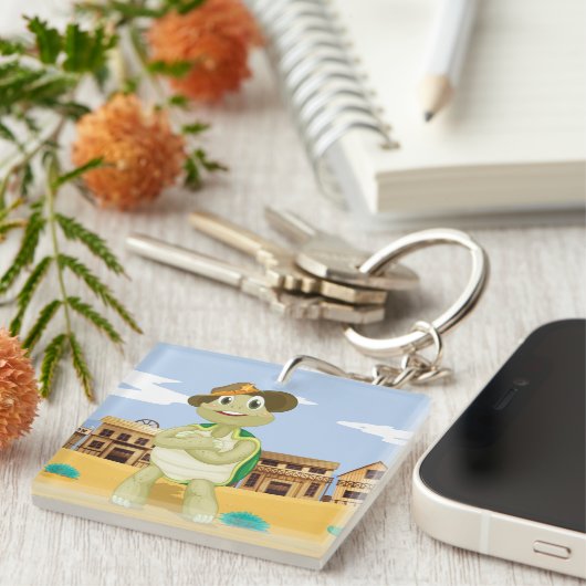 Cowboy Turtle Schlüsselanhänger (Vorderseite rechts)