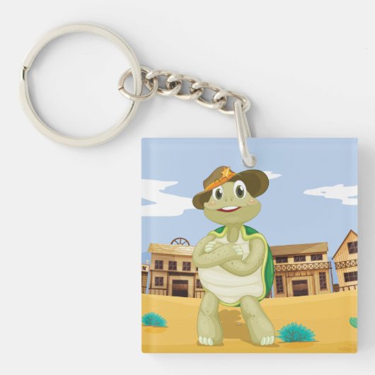Cowboy Turtle Schlüsselanhänger (Vorderseite)
