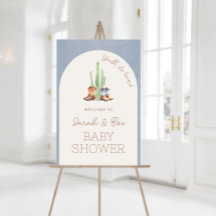 Cowboy Twins Baby Dusche Begrüßungszeichen Plakat
