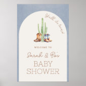 Cowboy Twins Baby Dusche Begrüßungszeichen Plakat (Vorne)