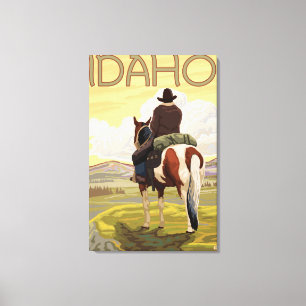 Cowboy-u. HorseIdahoVintage Reise-Plakat Leinwanddruck