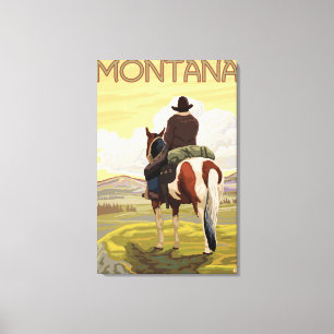 Cowboy-u. HorseMontanaVintage Reise-Plakat Leinwanddruck