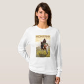 Cowboy-u. HorseMontanaVintage Reise-Plakat T-Shirt (Vorne ganz)
