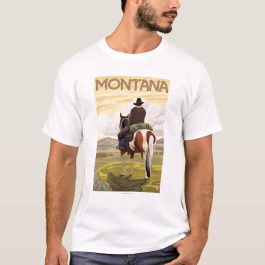 Cowboy-u. HorseMontanaVintage Reise-Plakat T-Shirt (Vorderseite)