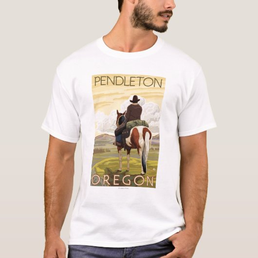 Cowboy u. Pferd - Pendleton, Oregon T-Shirt (Vorderseite)