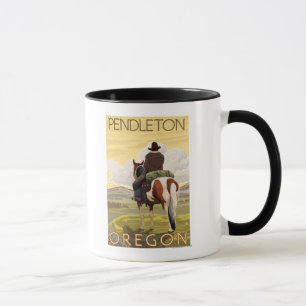 Cowboy u. Pferd - Pendleton, Oregon Tasse