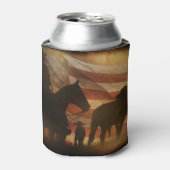 Cowboy und amerikanische Flagge gestört Can Cooler Dosenkühler (Kanne Vorderseite)