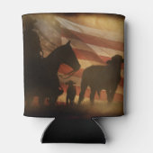 Cowboy und amerikanische Flagge gestört Can Cooler Dosenkühler (Rückseite)