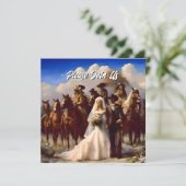 Cowboy und Bride Outdoor Blue Wedding Einladung (Stehend Vorderseite)