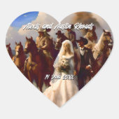 Cowboy und Bride Outdoor Hochzeit Herz-Aufkleber (Vorderseite)