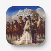 Cowboy und Bride Outdoor Hochzeit Pappteller (Vorderseite)