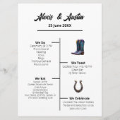 Cowboy und Bride Western Style Wedding Program Menükarte (Vorderseite)