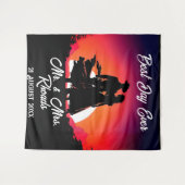 Cowboy und Britin bei sonniger Hochzeit Wandteppich (Vorderseite (Horizontal))