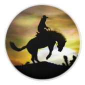 Cowboy und Bucking Horse Knobs and Puls Keramikknauf (Vorderseite)