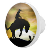 Cowboy und Bucking Horse Knobs and Puls Keramikknauf (Rechts)