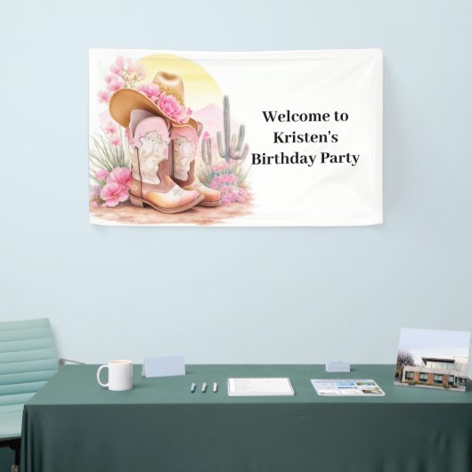 Cowboy und Cactus Birthday Banner (Messeveranstaltung)