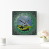 COWBOY UND COW QUADRATISCHE WANDUHR (Zuhause)