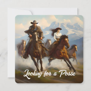 Cowboy und Cowgirl auf der Suche nach einer Posse Einladung
