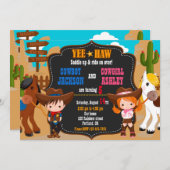 Cowboy und Cowgirl - Einladung Wilder Westen (Vorne/Hinten)