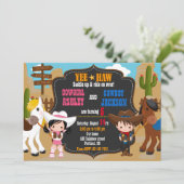 Cowboy und Cowgirl - Einladung Wilder Westen (Stehend Vorderseite)