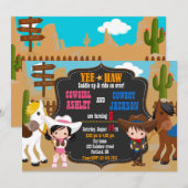 Cowboy und Cowgirl - Einladung Wilder Westen (Vorne/Hinten)