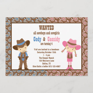 Cowboy und Cowgirl Einladungen