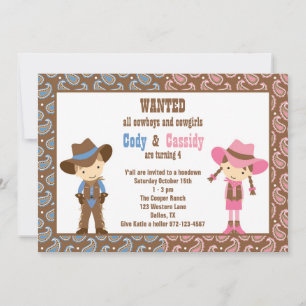 Cowboy und Cowgirl Einladungen