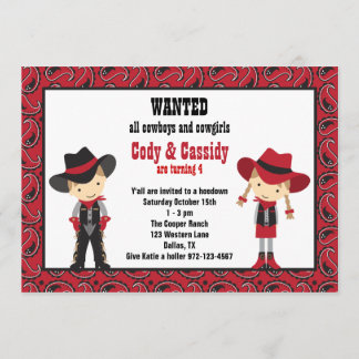 Cowboy und Cowgirl Einladungen