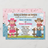 Cowboy-und Cowgirl-gemeinsames Einladung (Vorne/Hinten)