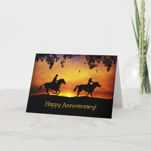 Cowboy und Cowgirl Happy Anniversary Card Karte (Vorderseite)