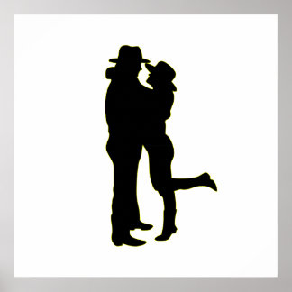 Cowboy und Cowgirl in der Liebe Silhouette Poster