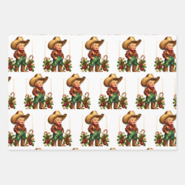 Cowboy und Cowgirl Kinder Weihnachten Geschenkpapier Set