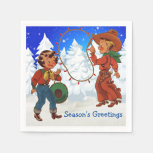 Cowboy-und Cowgirl-Kinderwinter-Party-Servietten Serviette