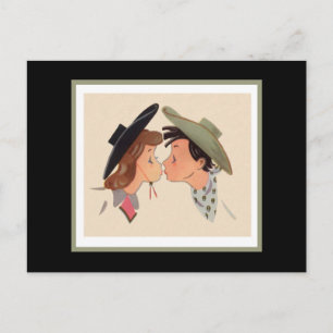 Cowboy und Cowgirl Kissing Postkarte