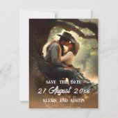 Cowboy und Cowgirl Kissing Save the Date Einladung (Vorderseite)