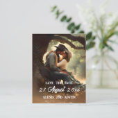 Cowboy und Cowgirl Kissing Save the Date Einladung (Stehend Vorderseite)