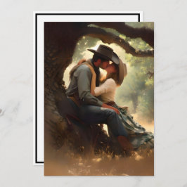 Cowboy und Cowgirl Kissing Wedding Einladung
