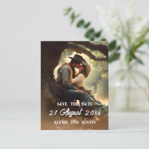 Cowboy und Cowgirl küssen sich zur Speicherung des Postkarte