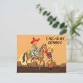 Cowboy und Cowgirl Save the Date Postcard Postkarte (Stehend Vorderseite)