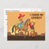 Cowboy und Cowgirl Save the Date Postcard Postkarte (Vorne/Hinten)