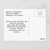 Cowboy und Cowgirl Save the Date Postcard Postkarte (Rückseite)