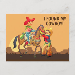Cowboy und Cowgirl Save the Date Postcard Postkarte