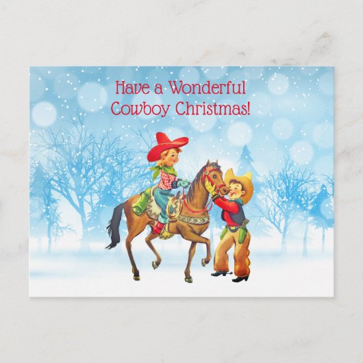 Cowboy und Cowgirl Weihnachten Postkarte (Vorderseite)