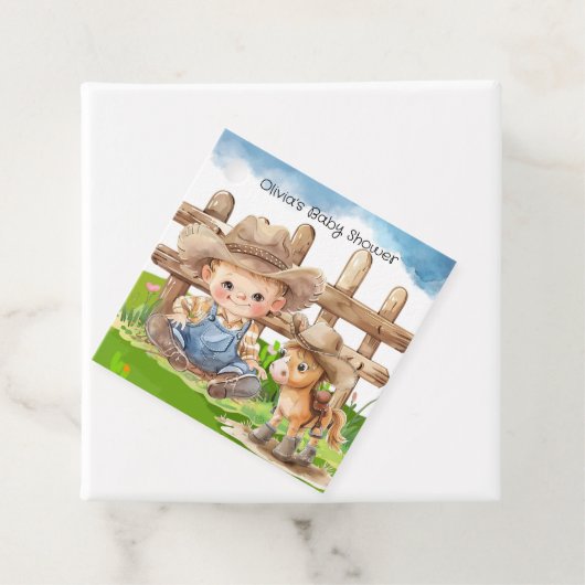 Cowboy und eine Pony Horse Boy Baby Dusche Geschenkanhänger (Beispiel)