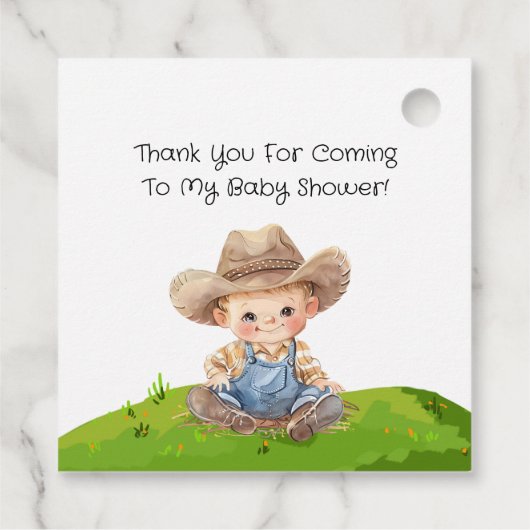 Cowboy und eine Pony Horse Boy Baby Dusche Geschenkanhänger (Rückseite)